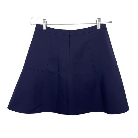 J. Crew Schoolgirl Preppy Mini A-Line Skirt Sz 4 Navy Blue Fluted Double crepe - Picture 4 of 6